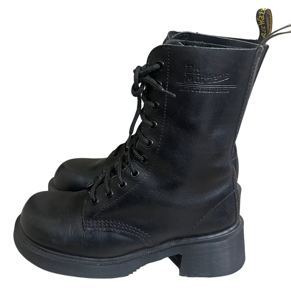 Dr Martens Vintage Black Leather Platform Boots Made in England USA 6/england 4